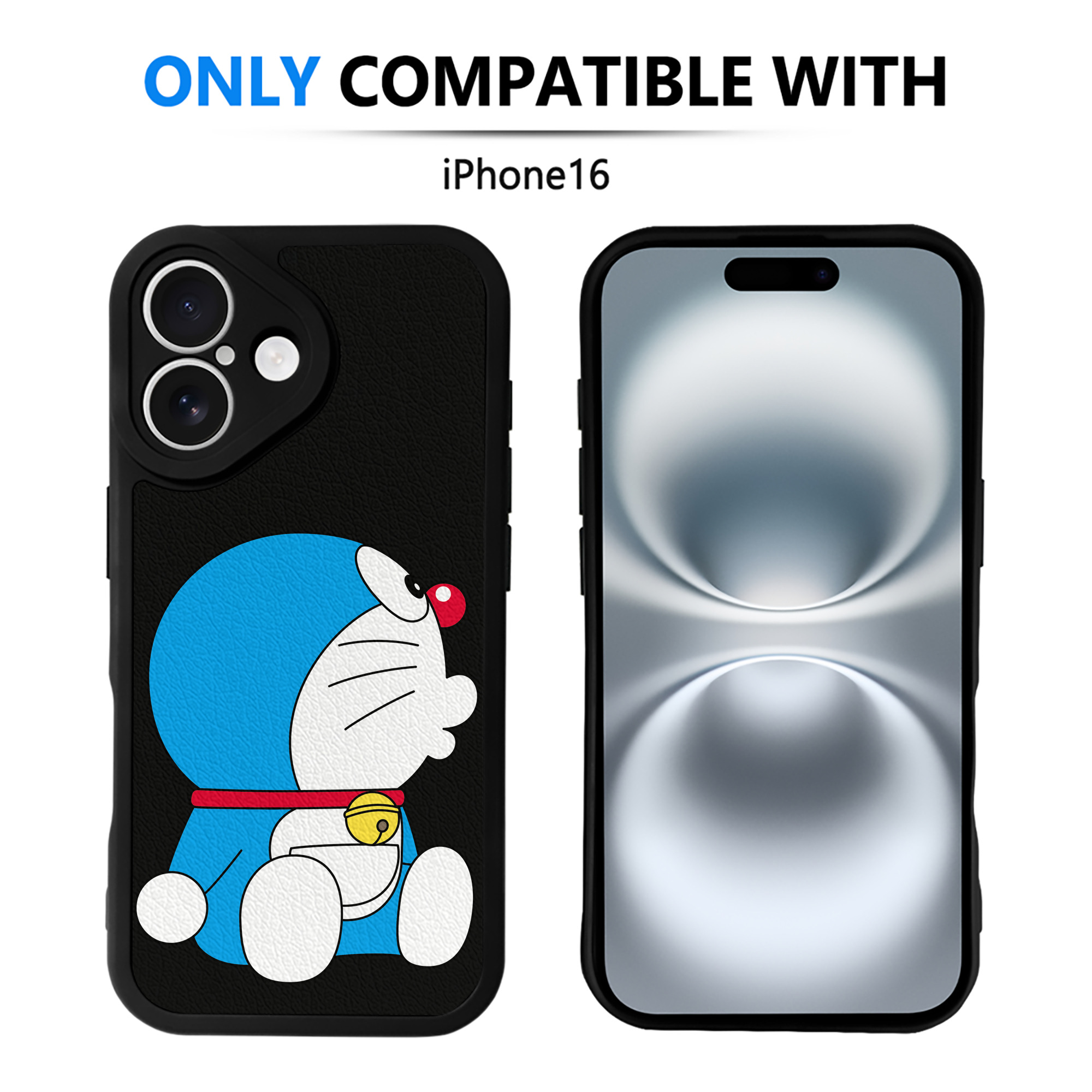 （画像用） ドラえもん Doraemon 【iPhone 16シリーズ対応】シリコンスマホケース（レザー調） 材質：シリコン